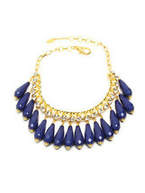 Amrita Singh Gold Lapis Milly Crystal Courtney Friel Bib Necklace NKC 70... - £15.43 GBP