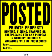 Posted Private Property Sign 11x11&quot; Legal Yellow Thick Sturdy Plastic HY-KO YP-1 - £13.14 GBP