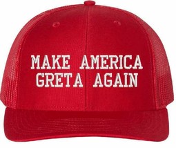 MAKE AMERICA GRETA AGAIN Flex Fit 6533 Mesh Back Embroidered Hat - £17.13 GBP
