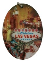 Las Vegas Vintage Look Double Sided Oval 3D Key Chain - £5.38 GBP