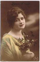 Antique Fashion RPPC Lady Holly Photo Postcard Art Deco Signed Rob - $9.89