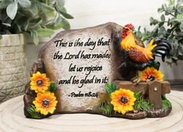 Chicken Rooster On Fence With Psalms Bible Verse Desktop Plaque Home Decor - $25.95
