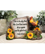 Chicken Rooster On Fence With Psalms Bible Verse Desktop Plaque Home Decor - £20.56 GBP