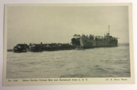 U.S. NAVY POSTCARD, RHINO FERRIES UNLOAD MEN &amp; EQUIPMENT FROM L.S.T. VIN... - £7.52 GBP