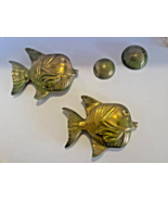Vintage Set of 2 MCM Ceramic Fish Wall Hanging Plaques w 2 Bubbles Green... - £29.93 GBP