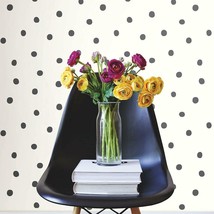 Peel And Stick Black Dots Wallpaper, 20&quot; X 16&quot;, By Roommates. - £28.86 GBP