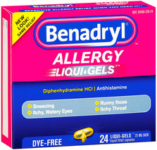 Benadryl Allergy Liqui Gels Diphenhydramine Hci Antihistamine Liquid Gel Capsule - £19.30 GBP