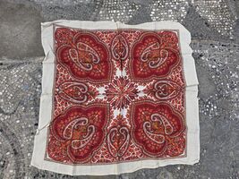 Retro square headscarf, abstract print, Eastern European folk scarf, cot... - $25.00