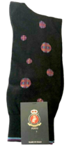 Punto Italian Mens Dress Socks Egyptian Cotton 10-13 Black Patterned Pol... - $26.43