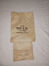 Vintage Weed &amp; Co Hardware Store Bag Cotton Cloth Buffalo 5 NY 4.5&quot; x 5.75&quot; - $19.79