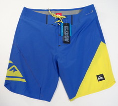 Quiksilver AG47 New Wave Bonded Blue &amp; Yellow 4-Way Stretch Boardshorts Mens NWT - £118.51 GBP