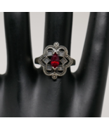 Charles Winston Sterling Silver 925 with Red Glass Stone Ring Size 7.5 - $39.92 CAD
