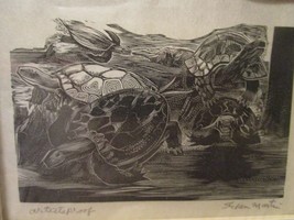 Stefan Martin (1936-94),WOOD Engraved Print On Hand Made Rice Paper,&quot;Turtles&quot; Ap - £196.13 GBP