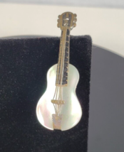 Vintage Mother of Pearl 3D Guitar Violin Figural Instrument Brooch Pin - £21.37 GBP