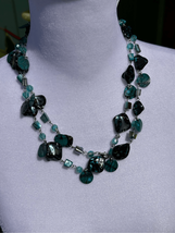 Macy’s blue green turquoise Paua abalone beaded fashion necklace NWT - £19.46 GBP
