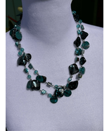 Macy’s blue green turquoise Paua abalone beaded fashion necklace NWT - £19.47 GBP