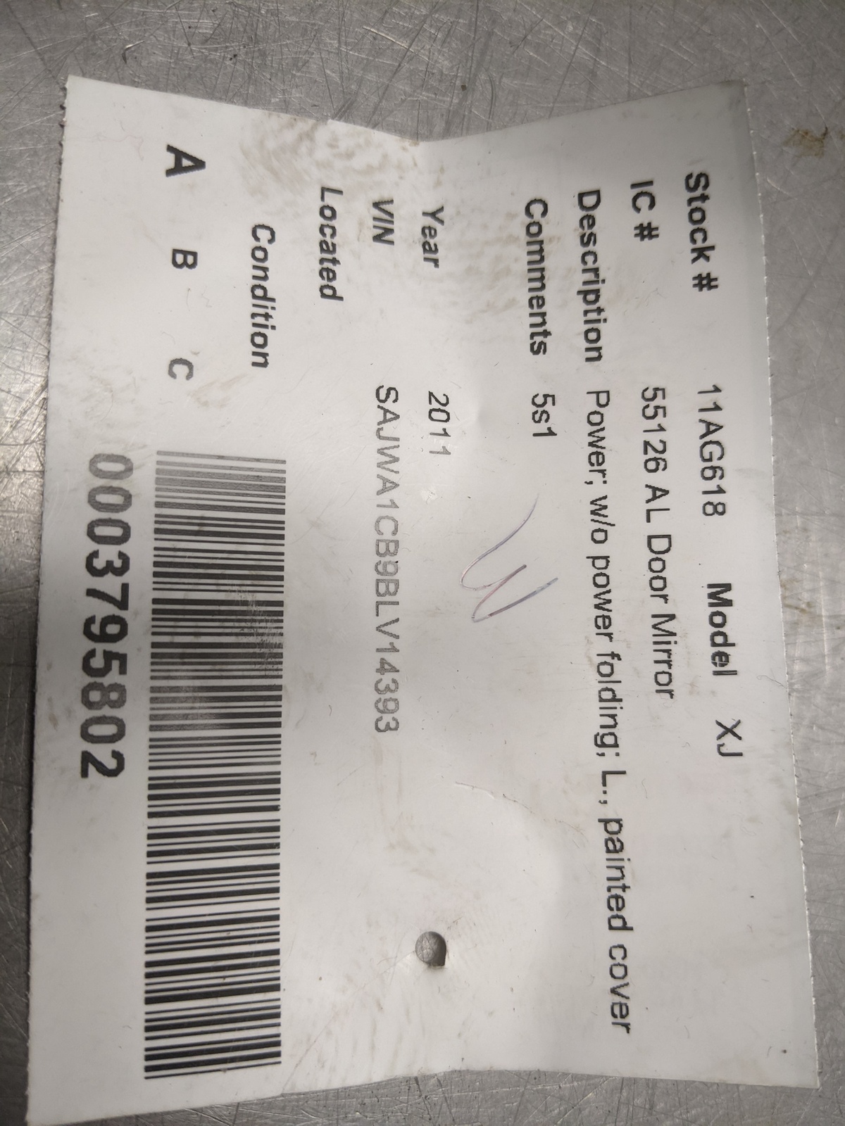 Driver Left Side View Mirror For 10-12 Jaguar XJ  5.0 MARK ON BACK SIDE Item image 10