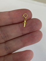 18k gold TINY cross pendant / charm with spring clasp #21 - £59.34 GBP