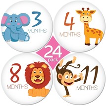 24 Pack Of 4&quot; Baby Monthly Stickers By . 1 Happy Animal Sticker Per Mont... - £11.79 GBP