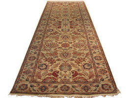 Beige 12 foot Indian Fine Quality Lotus Genuine Handmade 4&#39; x 12&#39; 4&#39;&#39; Rug - £1,073.51 GBP