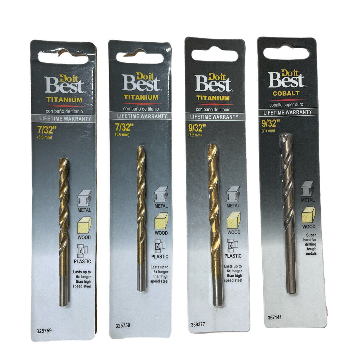 Primary image for Do It Best  7/32", 9/32" Titanium Drill Bit and 9/32" Cobalt Drill Bits SET