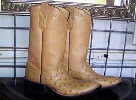 Rios Of Mercedes Antique Saddle Full Quill Ostrich Cowboy Boots Men 6 B ... - $550.00