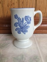 Pfaltzgraff Yorktowne Mug with Footed Base Blue Floral Motif Gray Mug - £10.47 GBP