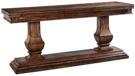 Console Table Italian Rustic Tuscan Distressed Pecan Fold Out Top Pillar L - £1,949.62 GBP