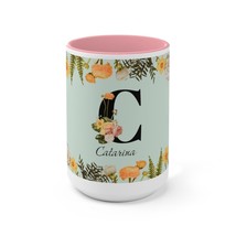 Custom Two-Tone Coffee Mug Custom Name and Capital Letter, 15oz - £15.15 GBP