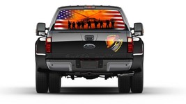 USA Flag American Heroes Patriotic Soldiers Military Rear Window Graphic Perfora - £40.11 GBP