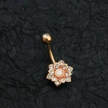 1Ct Round Simulated Opal Piercing Belly Button Ring 14K Yellow Gold Plated - £73.88 GBP