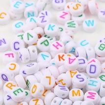 100pcs 7mm White ABC Multicolored Letter Acrylic Beads - £4.68 GBP