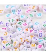 100pcs 7mm White ABC Multicolored Letter Acrylic Beads - £4.63 GBP