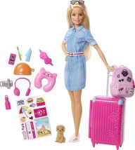 Barbie Traveler Doll - Travel Set with Pink Suitcase and Dog - More than 10 Acce - £163.70 GBP