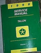 1998 EAGLE TALON Service Repair Shop Manual VOLUME 1 ONLY MOPAR DEALERSH... - $8.09