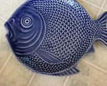 Rare Vintage Blue Fish Ceramic Dinner Plates Bordallo Pinheiro Portugal - $83.79