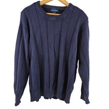 John Ashford Sweater Womens Size L Navy Cable Knit Cotton Round Neck Pull Over - £14.24 GBP