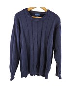 John Ashford Sweater Womens Size L Navy Cable Knit Cotton Round Neck Pul... - $17.82