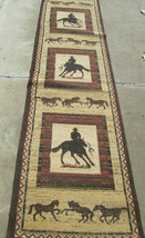 32&quot; X 119&quot; DYNASTY COLLECTION BROWN RUG WESTERN HORSESRIDERS RUNNER MADE... - $265.65
