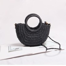 Mini Handmade Hollow Out Beach Bags Weaving Bamboo Bag Wood Top-handle H... - £20.92 GBP