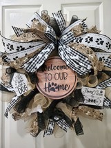 Handmade Dog Themed Deco Mesh Everyday Wreath 22 inches in size - £36.45 GBP