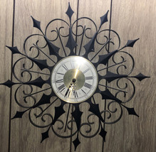 Welby Mid Century Modern Wrought Iron Metal Vintage Starburst Clock (Untested) - £108.57 GBP