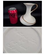 1964 Vallona Starr California Pottery Pitcher Vase Ewer White Gold 6.5 I... - $34.22