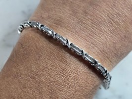 Womens Vintage Estate 10K White Gold Diamond Tennis Bracelet 10.9g E5630 - $910.80