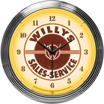 Jeep Willys Sales Service 15&quot; Wall Décor Neon Clock 8JEEPW - £68.73 GBP