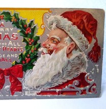Santa Claus Long Beard Smoking Pipe Christmas Postcard Embossed St Nicholas No 3 - £11.17 GBP