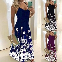  Womens Sleeveless Floral Holiday Long Maxi Dress Ladies Summer Beach Sundress U - £17.68 GBP
