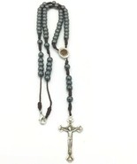 Rosary Hematite stone beads from Jerusalem with Holy Soil Terra Santa Ho... - £9.39 GBP