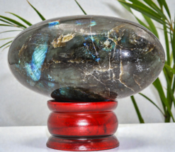 Flashy Green LABRADORITE Crystal Quartz Healing Energy Stone Lingam 140 mm - $231.50