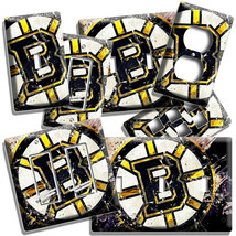 RUSTIC BOSTON BRUINS HOCKEY TEAM LOGO LIGHT SWITCH OUTLET WALL PLATES RO... - £14.15 GBP+